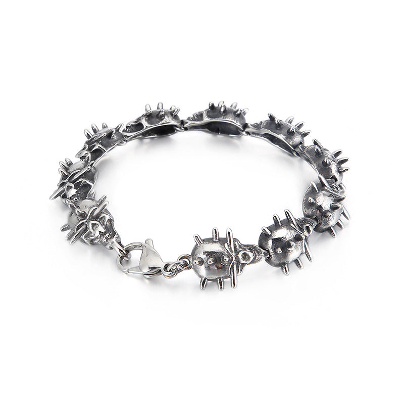 Men's Punk Skull Ring Bracelet in Exaggerated Titanium Steel - European and American Style