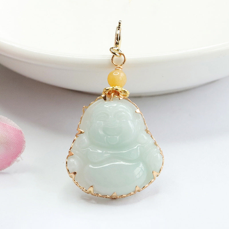 Myanmar A-grade Jade Buddha Pendant Necklace in Sterling Silveridal Necklace