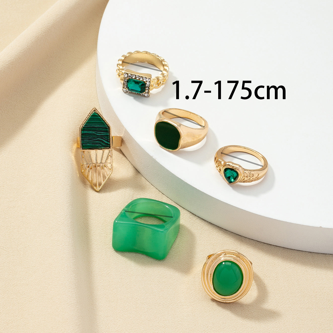 Exquisite Glazed Resin Ring Set - European & American Fashion Jewelry