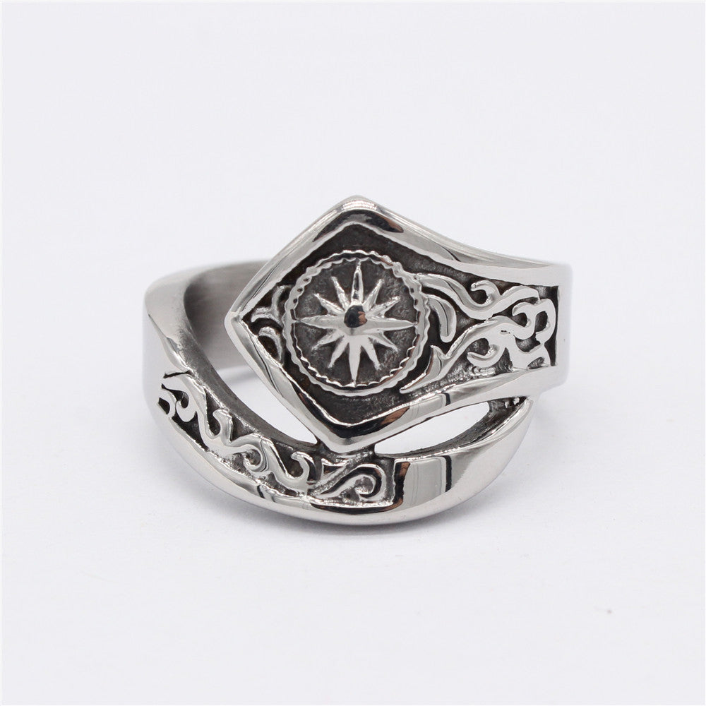 Sun God Relief Titanium Steel Ring for Men