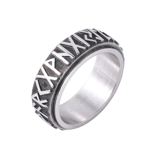 Retro Viking Men Turnning Titanium Steel Ring for Men