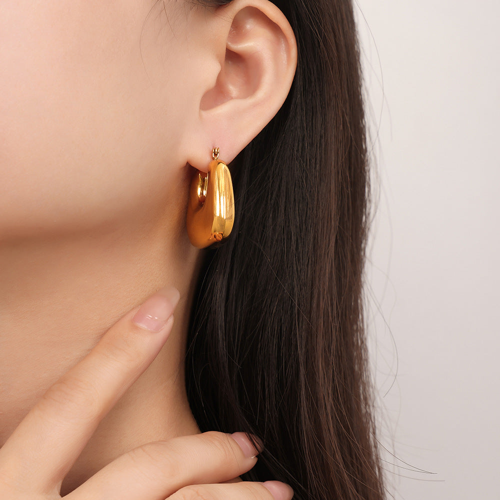 Geometric U-Shaped Gold-Plated Earrings - Everyday Genie Collection