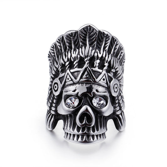 Stylish Titanium Steel Hip-Hop Ring for Men with Five-Pointed Star and Anchor Design