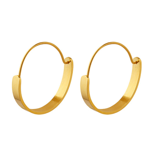 European Chic Gold-Plated Hoop Earrings with Buckle Detail