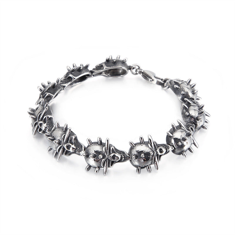 Men's Punk Skull Ring Bracelet in Exaggerated Titanium Steel - European and American Style