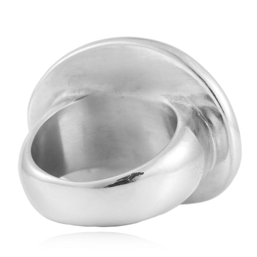 Versatile Titanium Steel Oval Fashion Rings for Men and Women in Trendy Glossy Finish