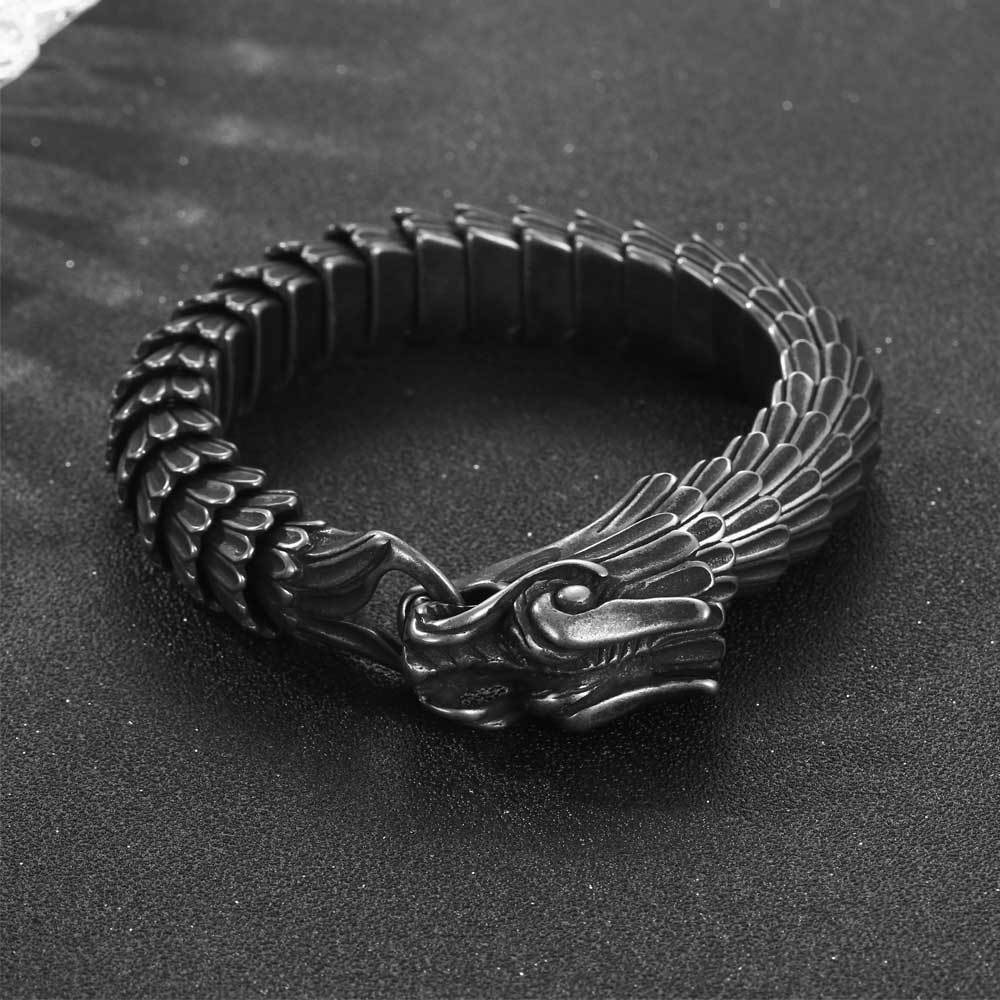 Titanium Steel Dragon Scale Bracelet for Men - Retro European and American Design