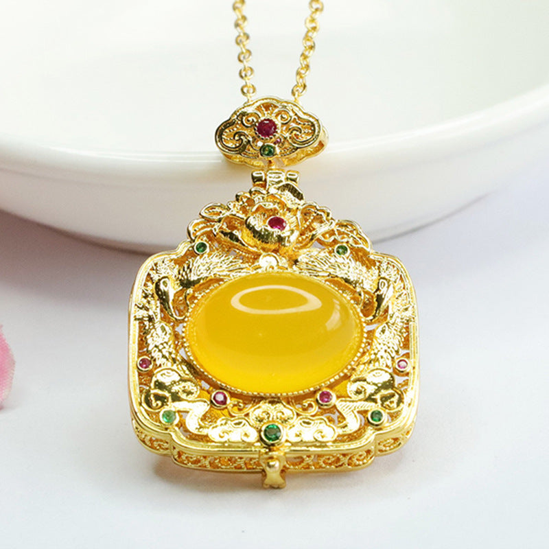 Phoenix Fragrance Yellow Chalcedony Sterling Silver Pendant