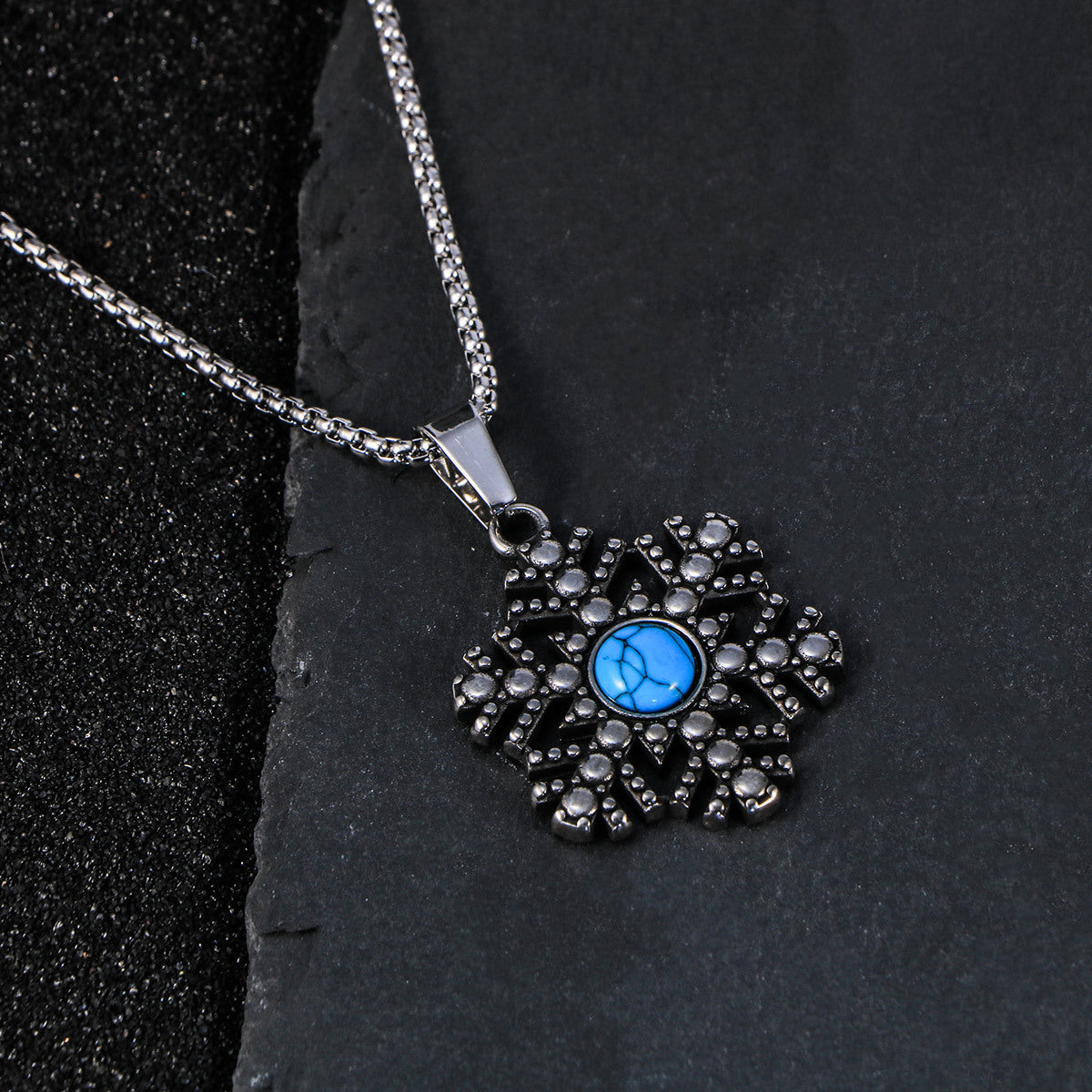 Winter Wonderland Stainless Steel Snowflake Necklace for Men