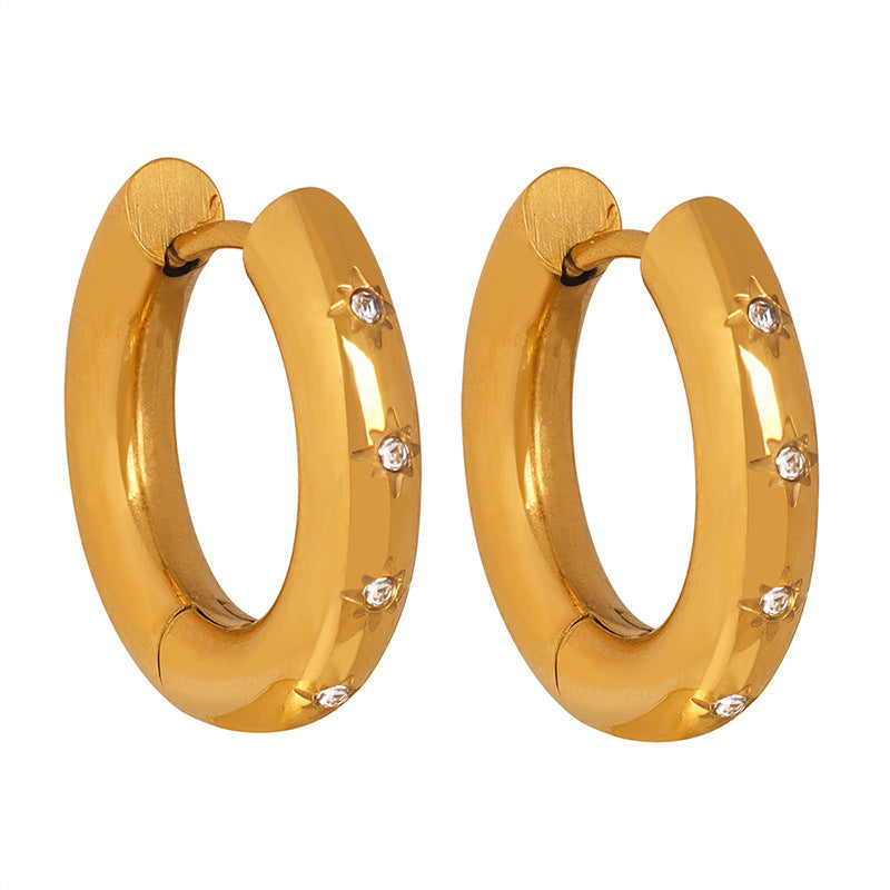 Gold-Plated Cross-Border Earrings with Zircon Inlay