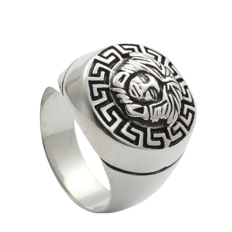 Titanium Steel Great Wall Pattern Ring for Men - Retro Trendy Stainless Steel Accessory