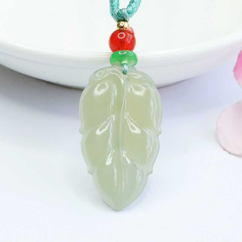 Jewelry Necklace Featuring Ice Green Leaf Hetian Jade