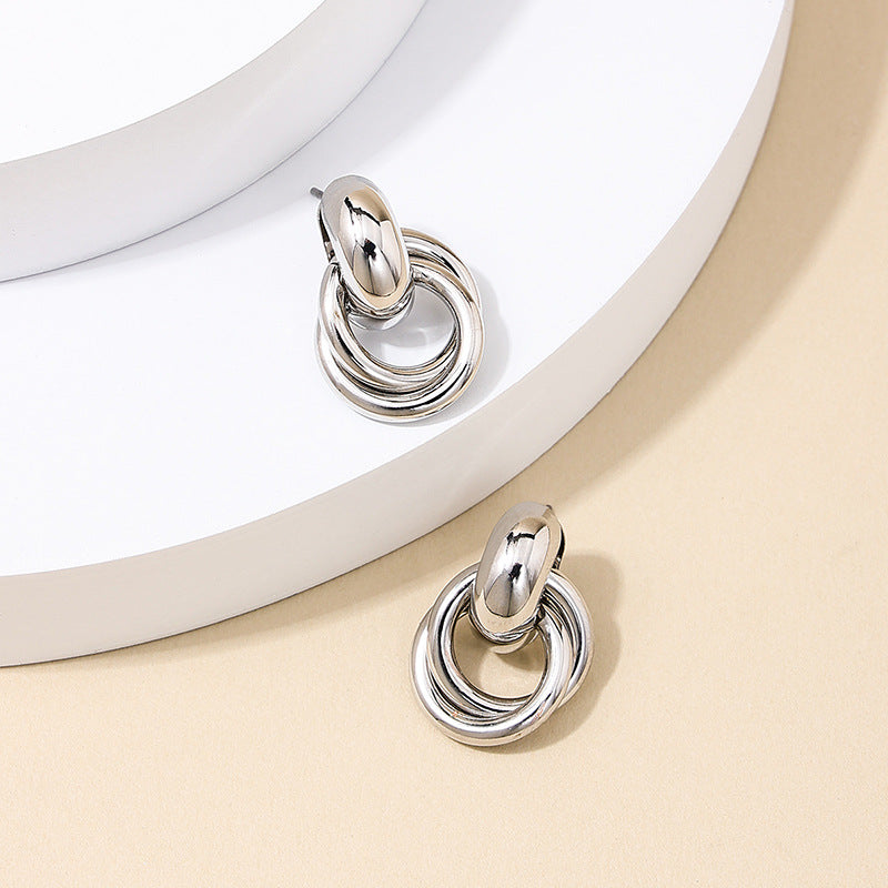 Elegant Geometric Retro Circle Earrings - Vienna Verve Collection