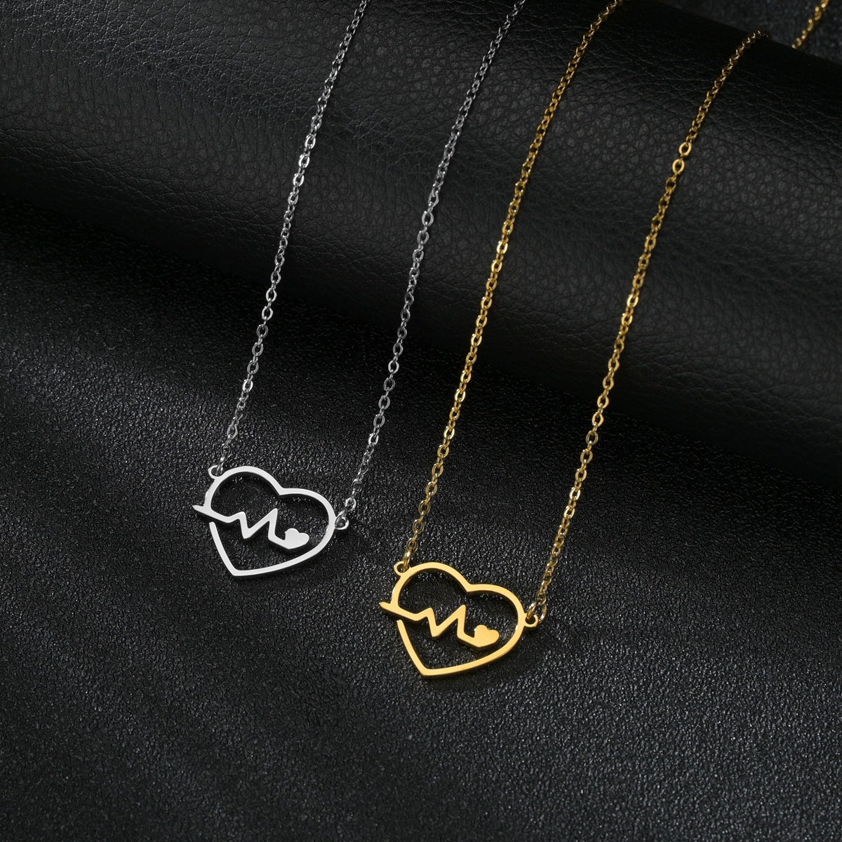 Heartbeat Harmony: Elegant Titanium Necklace - Planderful Collection