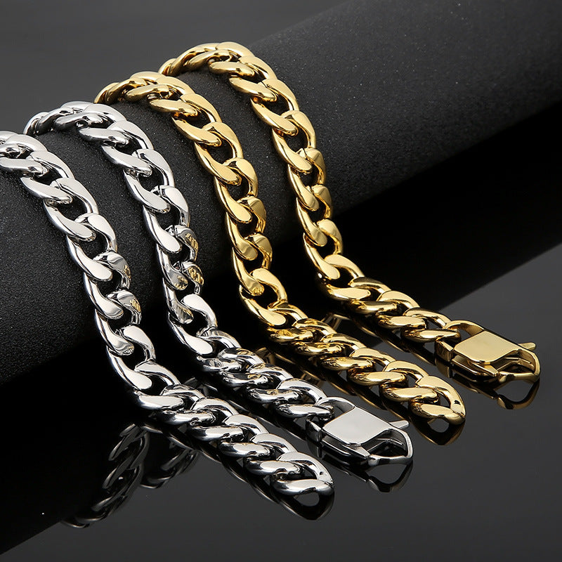 Trendy Men's Titanium Steel NK Chain Bracelet and Necklace for Rock Hip-hop Style