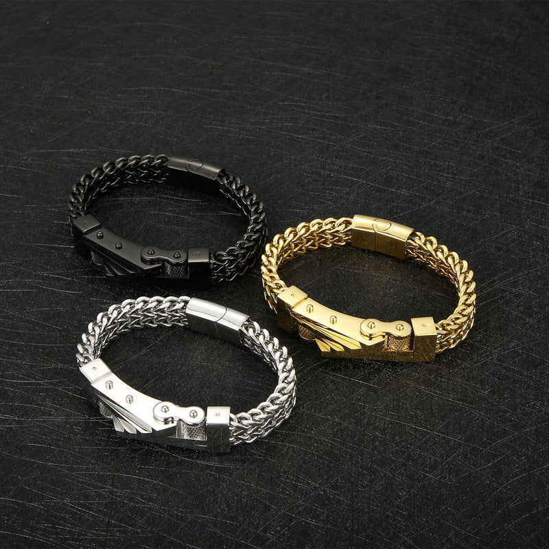 Hip-Hop Titanium Steel Locomotive Bracelet for Men - Trendy Bicycle Chain Design