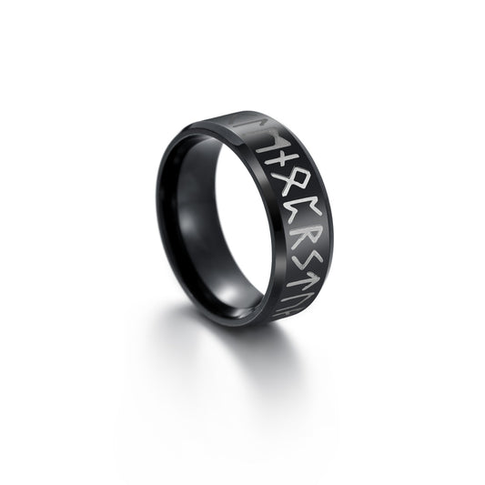 Runic Style Stainless Steel Viking Letter Men's Ring in Cross-Border Collection