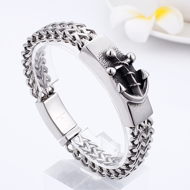 Personalized Creative Punk Style Titanium Steel Men's Bracelet for European and American Fashion