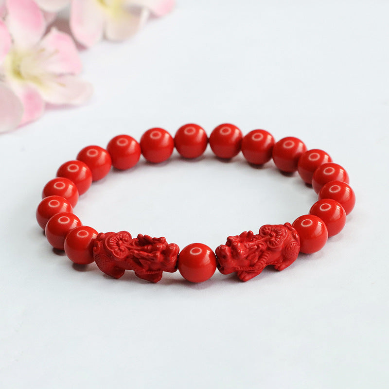 Red Sand Cinnabar Bracelet with Sterling Silver Needle