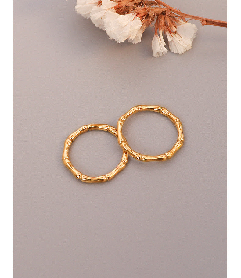 Korean Bamboo Ring with 18k Gold Plating for Women