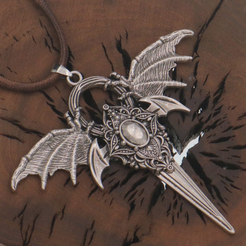 Dragon Blade Metal Necklace - Men's Halloween Jewelry