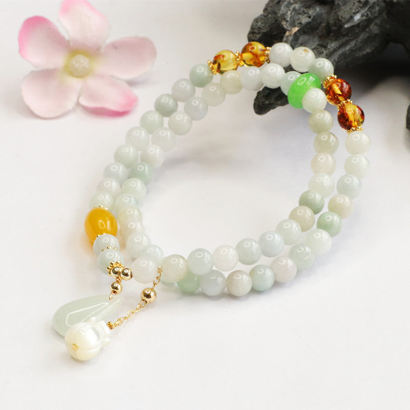 Jade Double Circle Bracelet with Tassel Accent