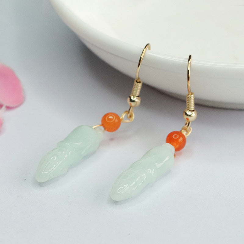 Fine Jade Fortune Earrings with Sterling Silver Hook