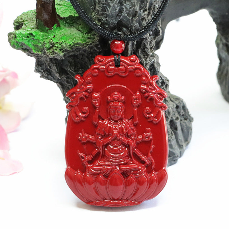 Cinnabar Pendant, Purple Gold Sand, Doumu Guanyin Pendant