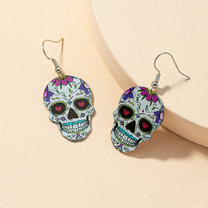 Exaggerated Personality Collection: Skull-Shaped Halloween Earrings for Women