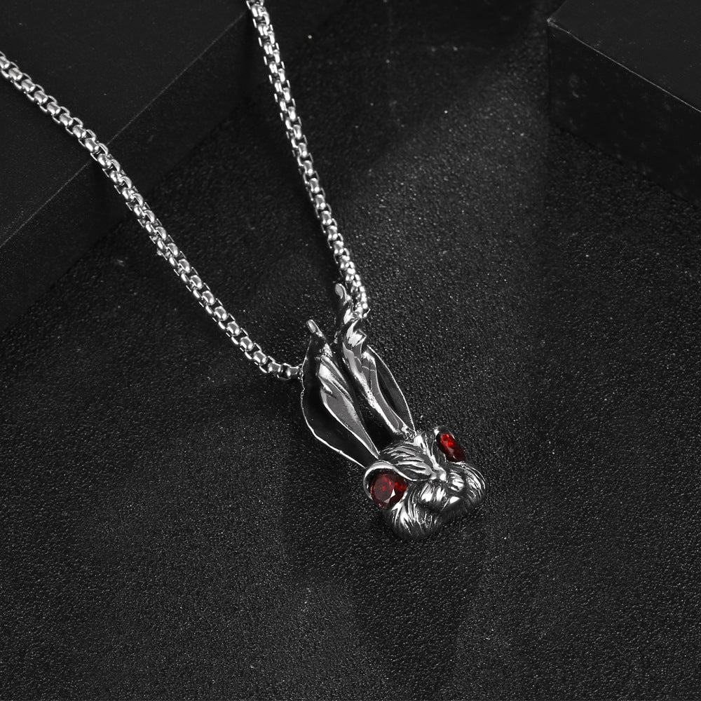 Retro Red-Eyed Bugs Titanium Steel Men's Pendant Necklace