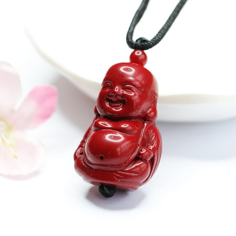 Purple Gold Sand Buddha Lord Pendant Jewelry with Cinnabar Stone