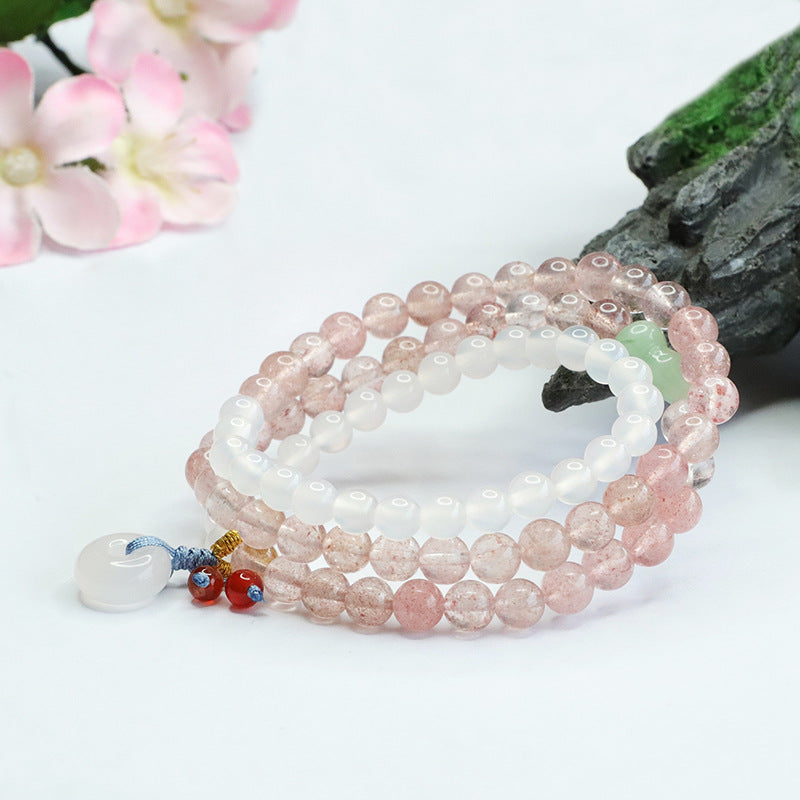 Litchi Frozen Chalcedony Sterling Silver Bracelet