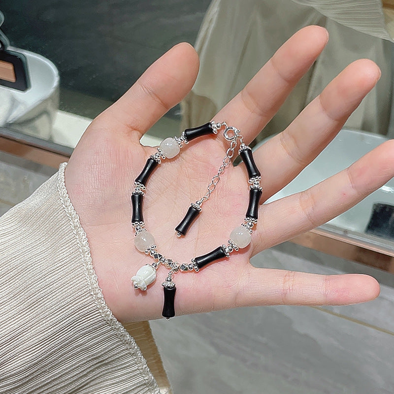 Lucky Fortune Rock Crystal Bracelet with Strawberry and Pink Crystal Charms.