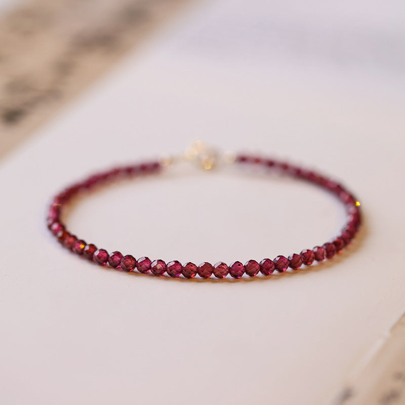 Burgundy Garnet Crystal Bracelet in 14K Gold Plated Sterling Silver