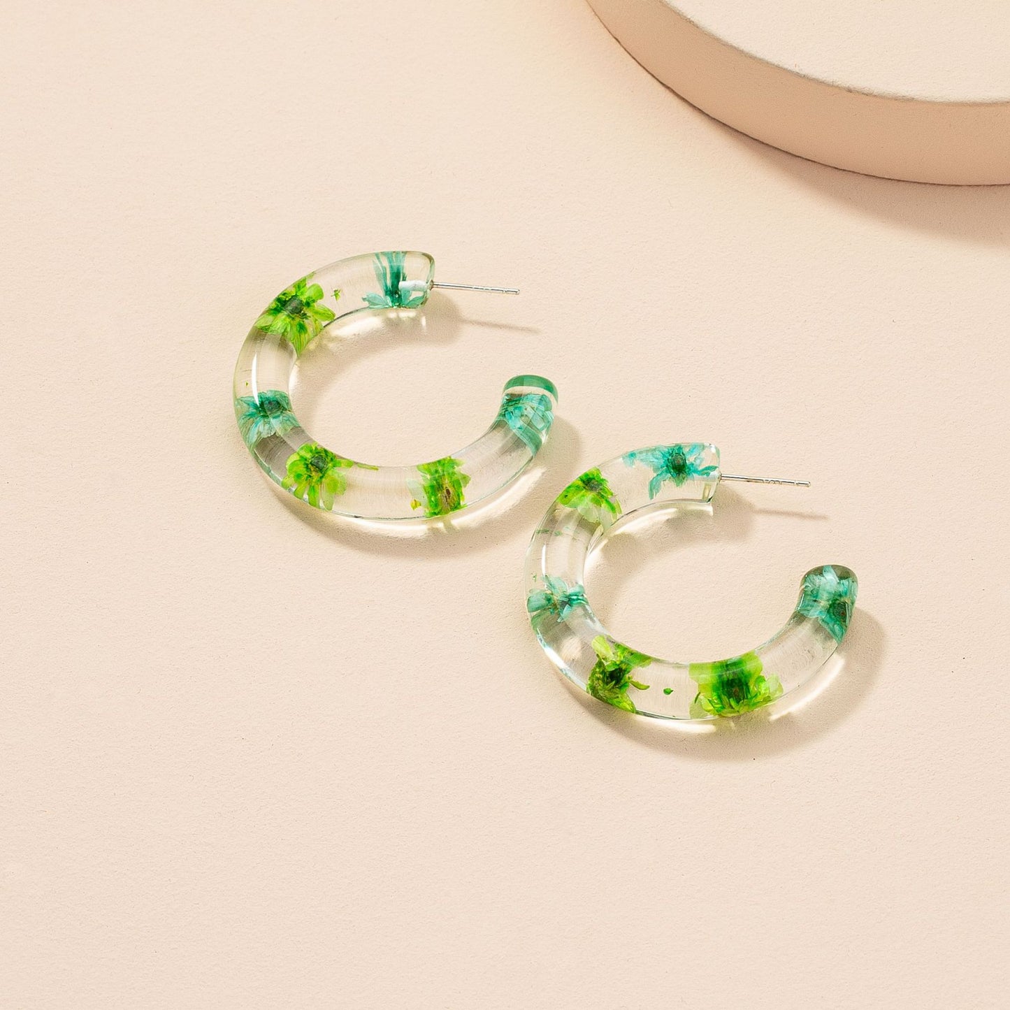 Candy Green Resin Flower Earrings - Vienna Verve Collection