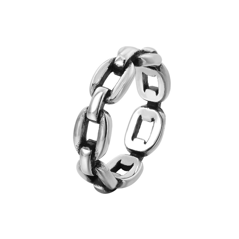 Everyday Genie Titanium Steel Ring - Minimalist Cool Wind Chain Design