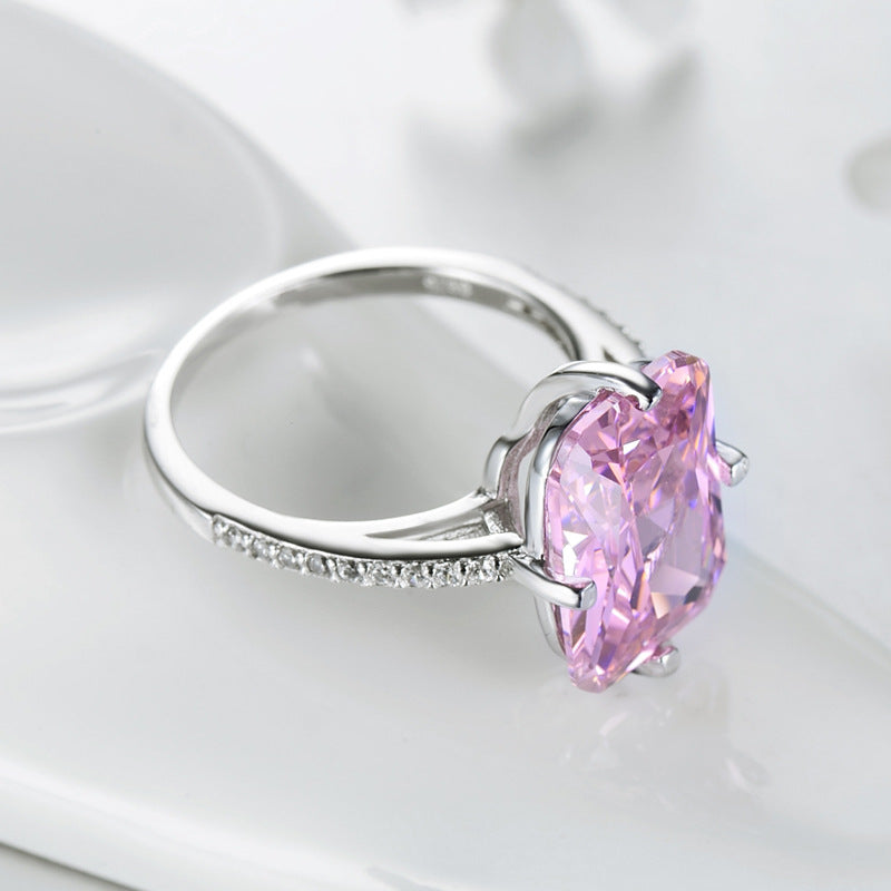 Luxury Sterling Silver Zircon Ring with Exaggerated Female Design