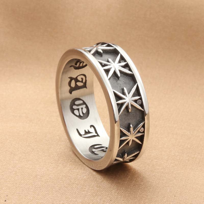 Retro Titanium Steel Star Ring for Men - Trendy Octagonal Design Jewelry Accessory