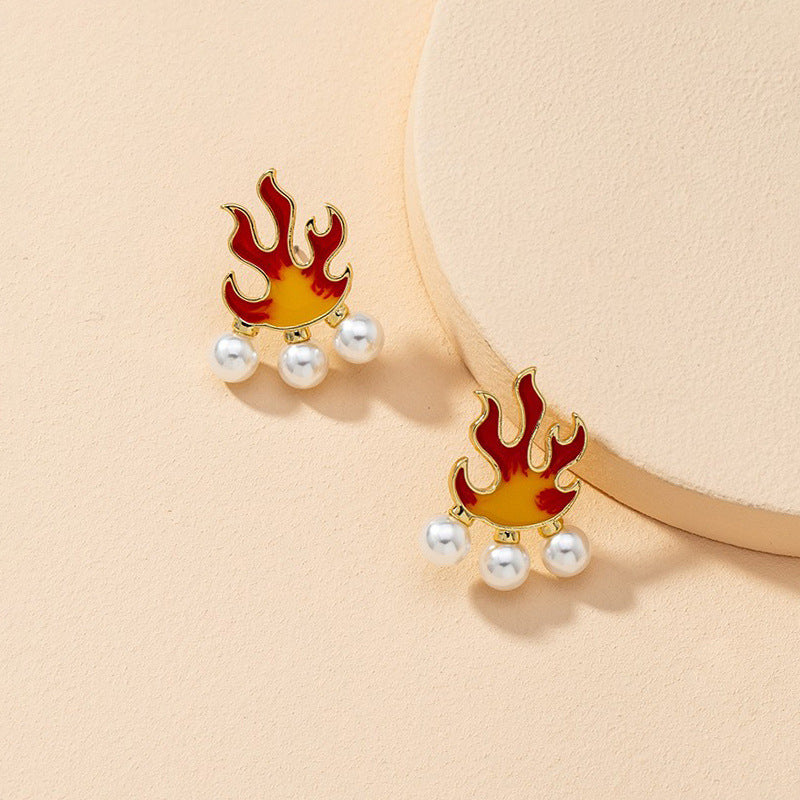 Flame-Shaped Pearl Earrings - Vienna Verve Collection