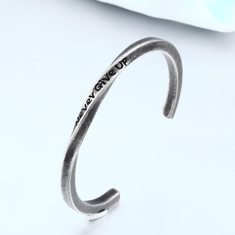 Unisex Personalized C-Type Titanium Steel Bracelet - Trendy Letter Design for Men and Women