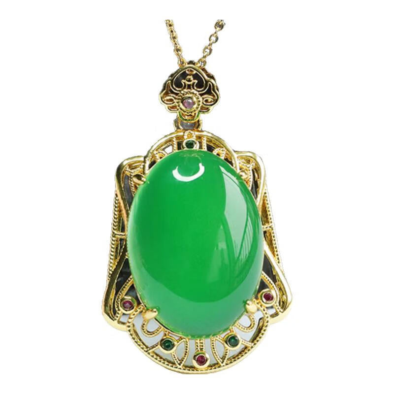 Chalcedony Golden Hollow Pendant - Planderful Fortune's Favor