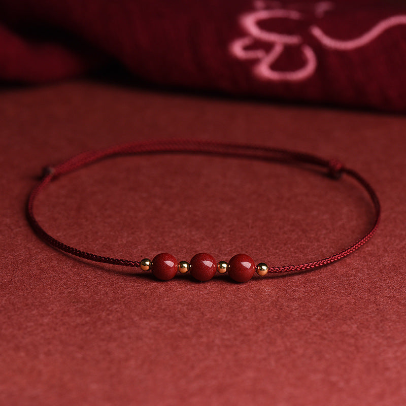 Cinnabar Transfer Beads Sterling Silver Bracelet