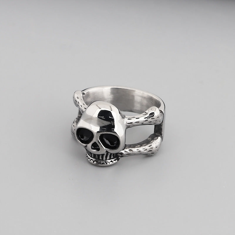 Gothic Skull Punk Ring: Exaggerated Ghost Head Titanium Steel Accessory for Men