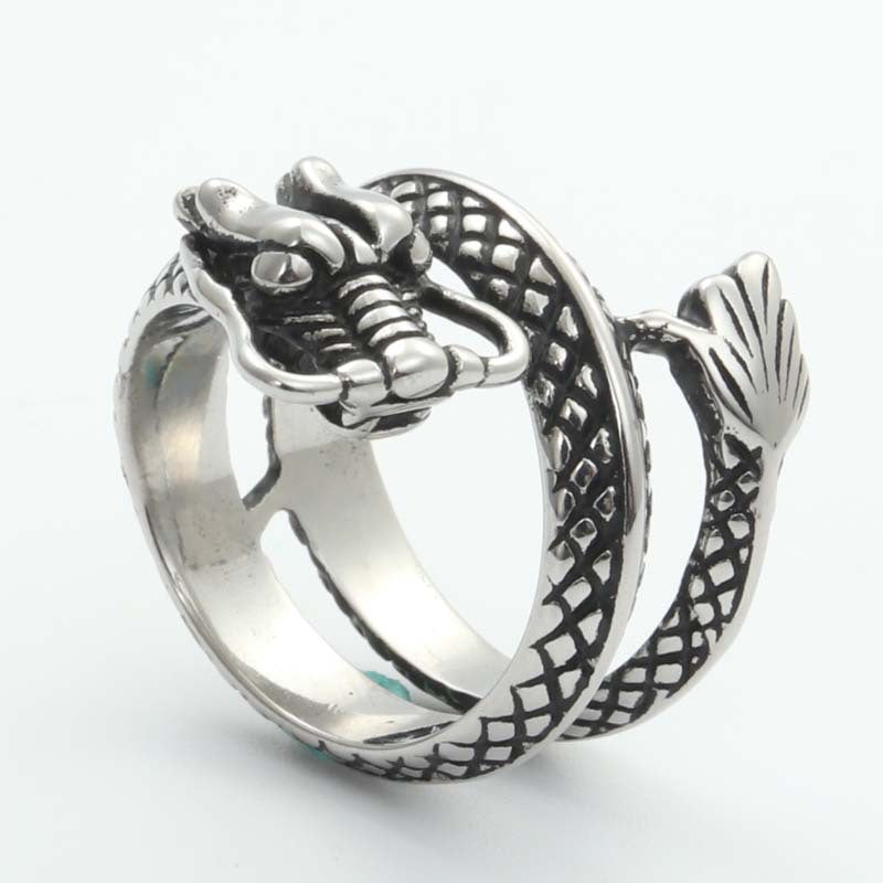 Titanium Steel Dragon Ring for Men - Retro Trendy Animal Accessory Direct from Manufacturer