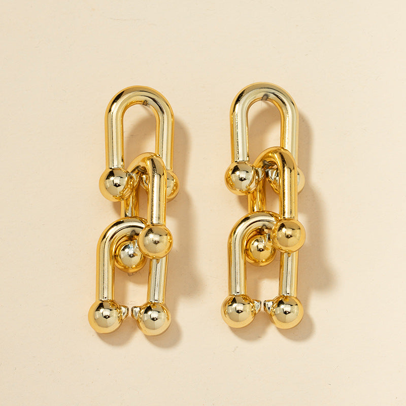 Metal Chain Exaggerated Earrings - Vienna Verve Collection