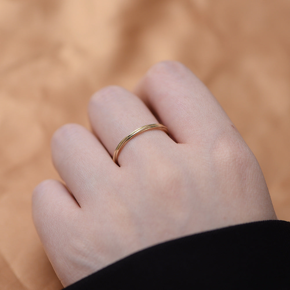 Geometric Interweaving Wrapping Line Sterling Silver Ring