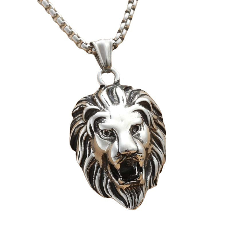 Personalized Titanium Steel Lion Head Pendant Necklace for Men - Bold Fashion Statement