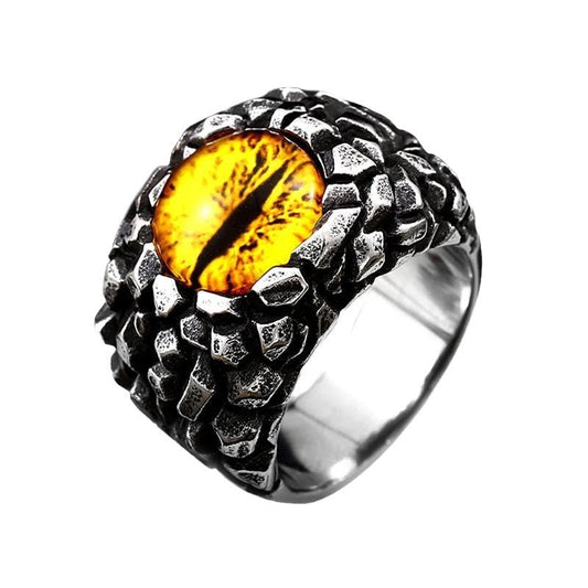 Retro Devil's Eye Titanium Steel Ring for Men - European and American Stainless Steel Design