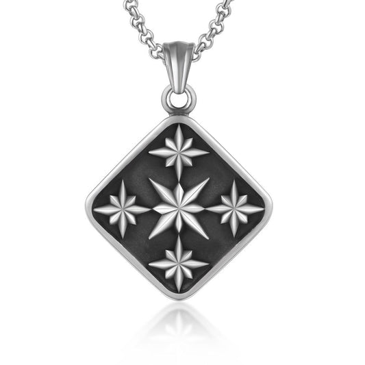 Trendy Men's Titanium Steel Octagonal Star Pendant Necklace - Retro Five-Star Fashion Accessory