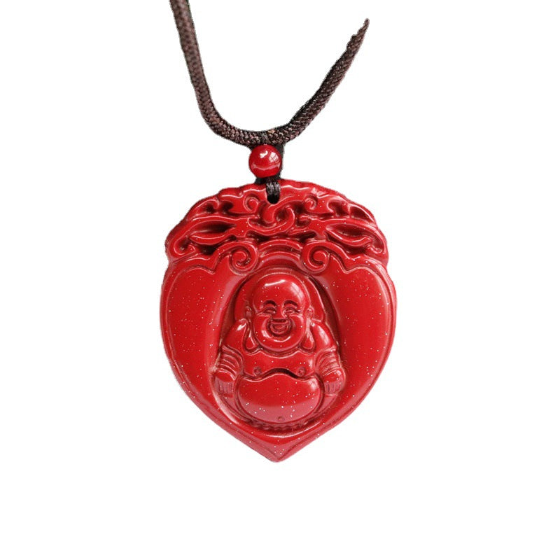 Cinnabar Pendant A Buddha in Heart Pendant